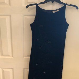 NEW black velvet embroidered evening dress